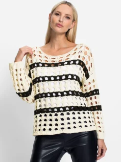 Ajourpullover mit überschnittener Schulter