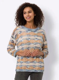 Ajourpullover mit Bändchengarn
