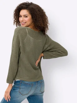 Ajourpullover mit Fledermaus-Ärmeln