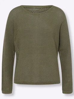 Ajourpullover mit Fledermaus-Ärmeln