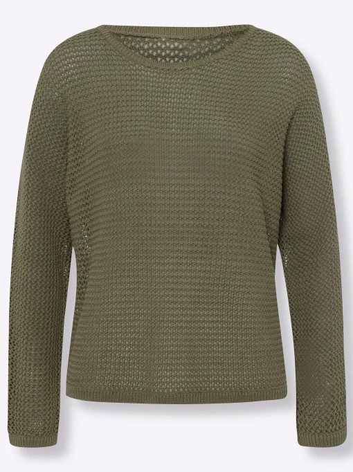 Ajourpullover mit Fledermaus-Ärmeln