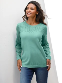 Ajourpullover mit gerippten Abschlüssen