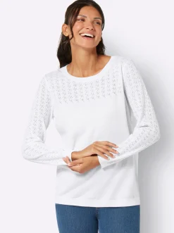 Ajourpullover mit gerippten Abschlüssen