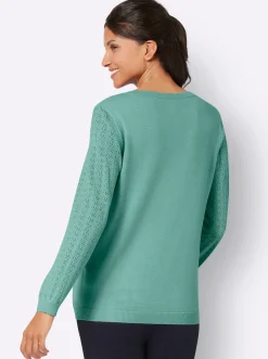 Ajourpullover mit gerippten Abschlüssen