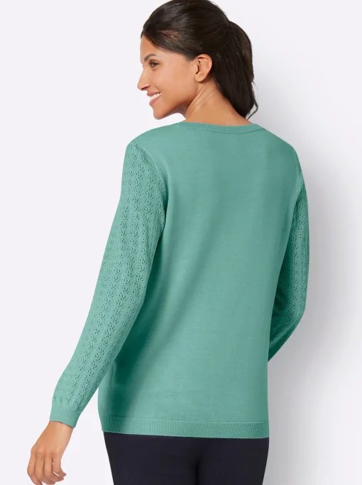 Ajourpullover mit gerippten Abschlüssen