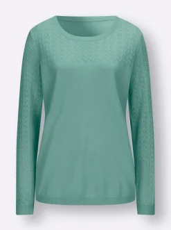 Ajourpullover mit gerippten Abschlüssen