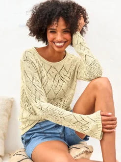 Ajourpullover mit Glanzgarn