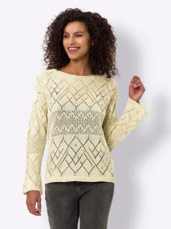 Ajourpullover mit Glanzgarn
