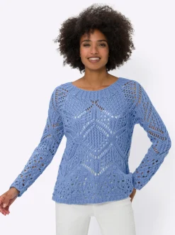 Ajourpullover mit Raglan-Ärmeln