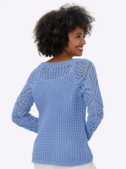 Ajourpullover mit Raglan-Ärmeln