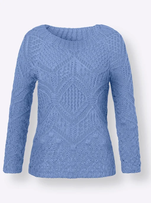 Ajourpullover mit Raglan-Ärmeln