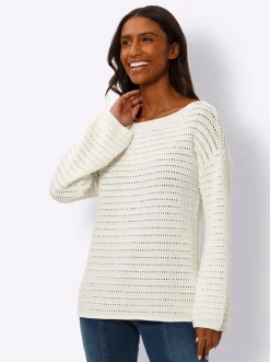 Ajourpullover mit U-Boot-Ausschnitt
