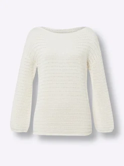 Ajourpullover mit U-Boot-Ausschnitt