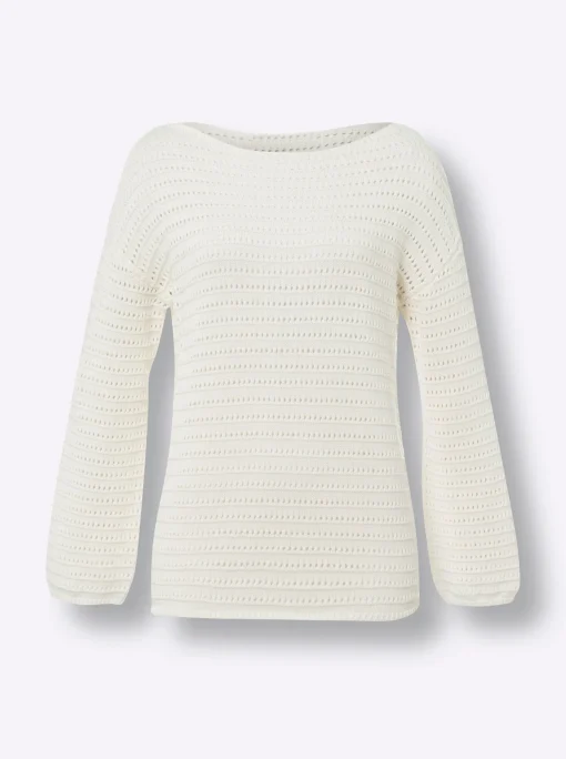 Ajourpullover mit U-Boot-Ausschnitt