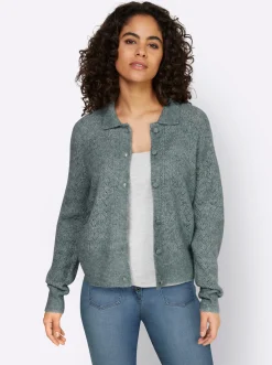 Ajourstrickjacke mit Hemdkragen