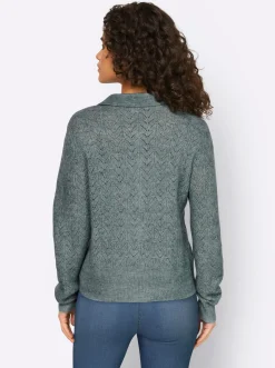 Ajourstrickjacke mit Hemdkragen
