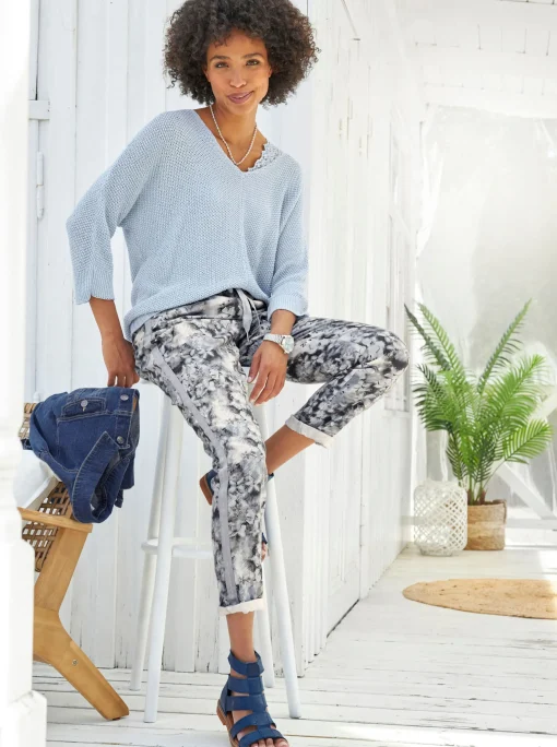 3/4 Arm-Pullover aus Bändchengarn