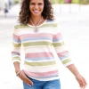 3/4 Arm-Pullover im Ringelmuster