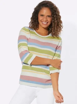 3/4 Arm-Pullover im Ringelmuster