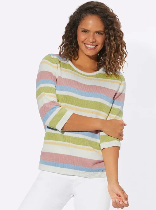 3/4 Arm-Pullover im Ringelmuster