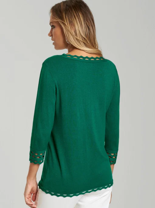 3/4 Arm-Pullover mit dezentem Glanz