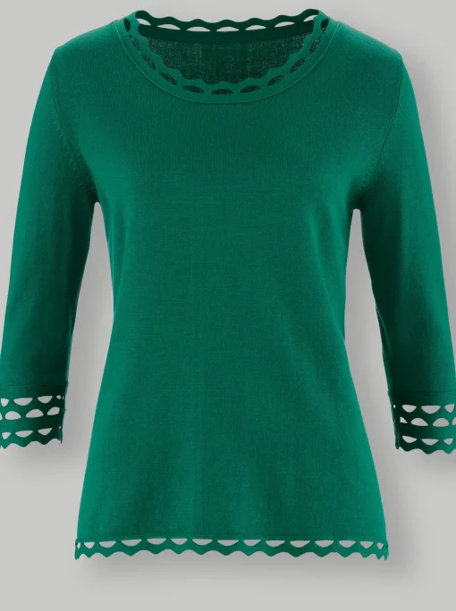 3/4 Arm-Pullover mit dezentem Glanz
