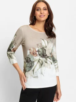 3/4 Arm-Pullover mit Glitzersteinchen