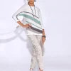 3/4 Arm-Pullover mit grafischem Intarsienmuster