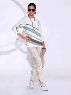 3/4 Arm-Pullover mit grafischem Intarsienmuster