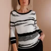 3/4 Arm-Pullover mit platziertem Lochmuster