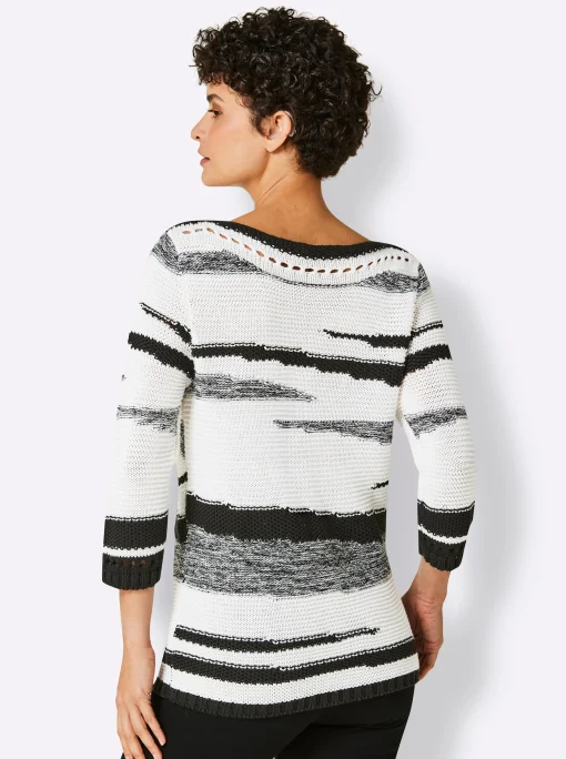 3/4 Arm-Pullover mit platziertem Lochmuster
