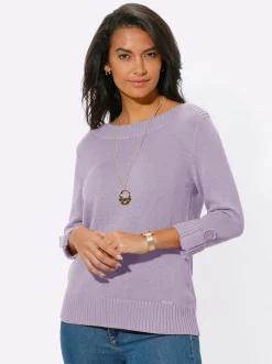 3/4 Arm-Pullover mit Zierriegel am Ärmel