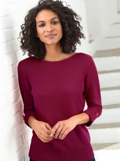 3/4 Arm-Pullover mit Zierriegel am Ärmel