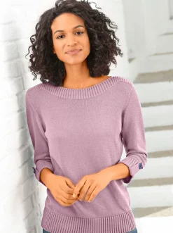 3/4 Arm-Pullover mit Zierriegel am Ärmel