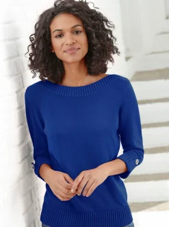 3/4 Arm-Pullover mit Zierriegel am Ärmel