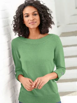 3/4 Arm-Pullover mit Zierriegel am Ärmel