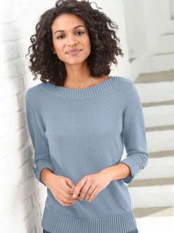3/4 Arm-Pullover mit Zierriegel am Ärmel