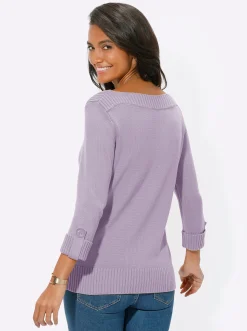 3/4 Arm-Pullover mit Zierriegel am Ärmel