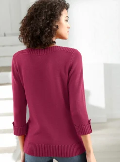 3/4 Arm-Pullover mit Zierriegel am Ärmel