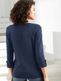 3/4 Arm-Pullover mit Zierriegel am Ärmel