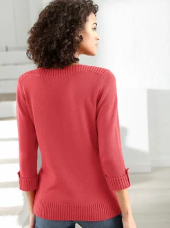 3/4 Arm-Pullover mit Zierriegel am Ärmel