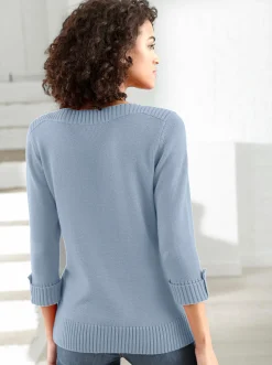 3/4 Arm-Pullover mit Zierriegel am Ärmel