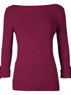 3/4 Arm-Pullover mit Zierriegel am Ärmel
