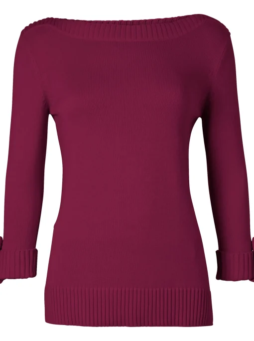 3/4 Arm-Pullover mit Zierriegel am Ärmel