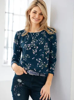 3/4-Arm-Shirt in Viskose-Qualität