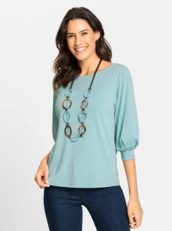 3/4-Arm-Shirt mit Ballon-Ärmeln