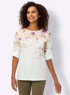3/4-Arm-Shirt mit Blumen-Print