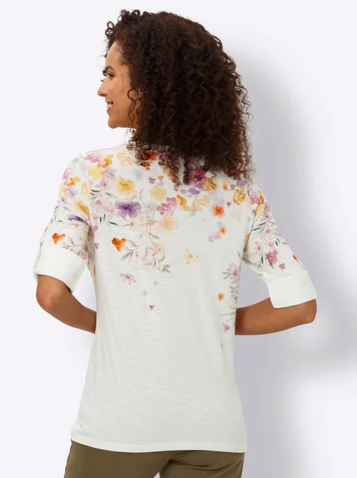 3/4-Arm-Shirt mit Blumen-Print