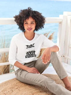 3/4-Arm-Shirt mit Glanz-Schrift
