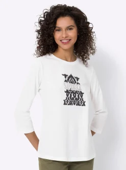 3/4-Arm-Shirt mit Glanz-Schrift